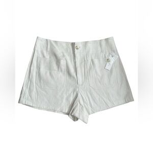 Anthropologie Maeve The Colette Shorts Sz 32 Linen Blend High Rise Chalk White